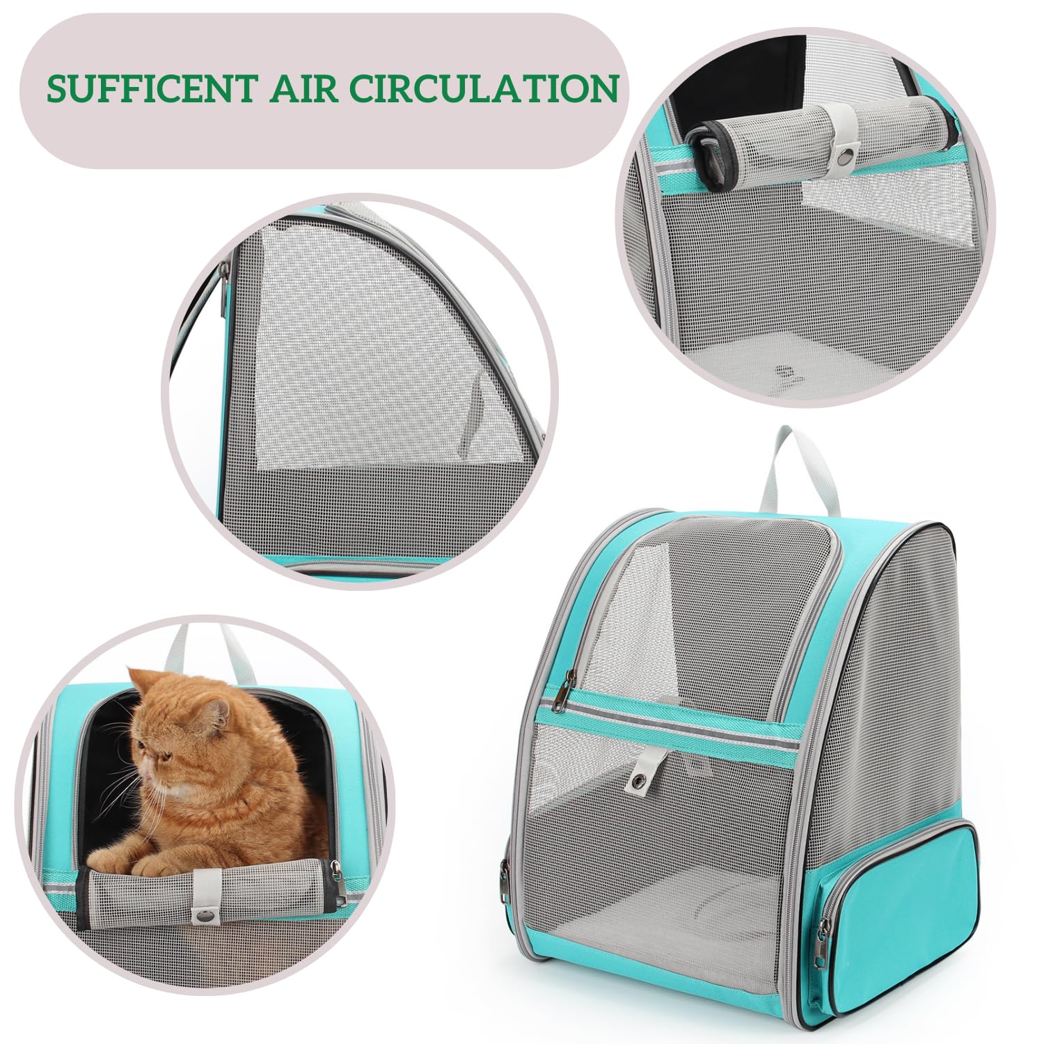 LOLLIMEOW cat backpack carrier shoulder straps provide comfortable support and reduced strain.