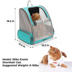 LOLLIMEOW cat backpack carrier side view highlights portable design for hiking and vet trips.
