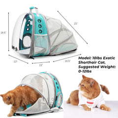 Expandable carrier base shows additional space for a comfortable pet rest