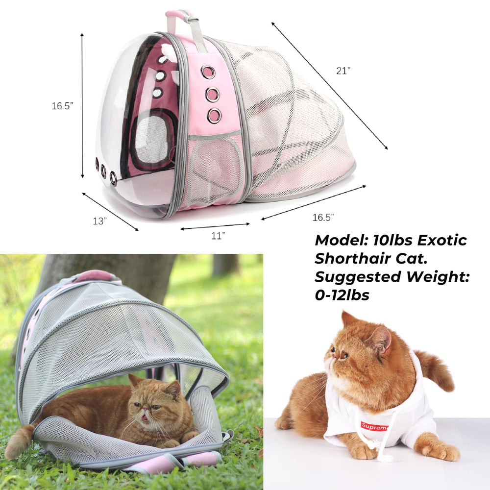 LOLLIMEOW expandable carrier base shows increased space for pets