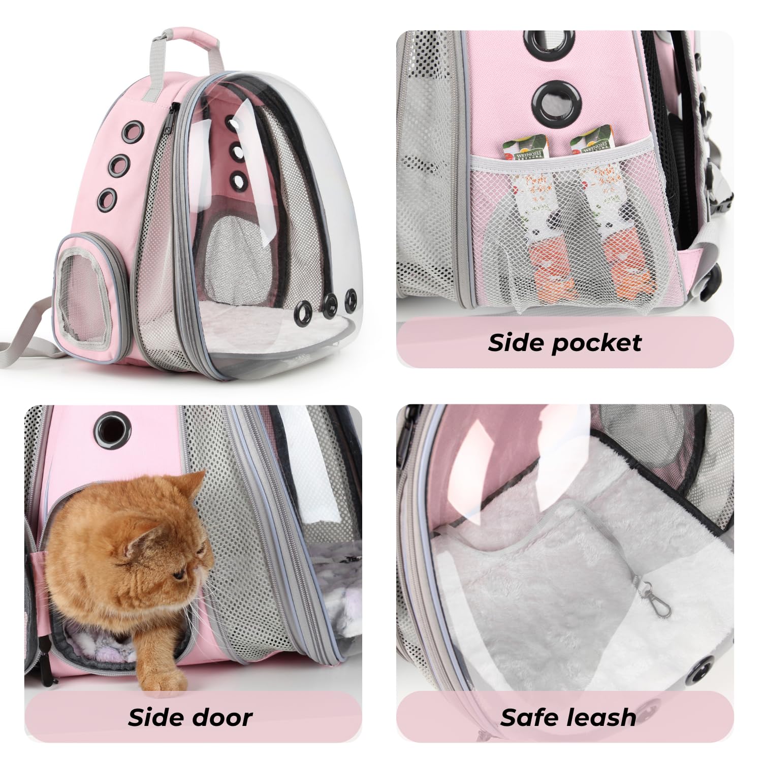 LOLLIMEOW hard-shell base with soft cushion protects pets in transit.