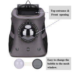LOLLIMEOW backpack shows a top skylight entry for pet visibility and ease