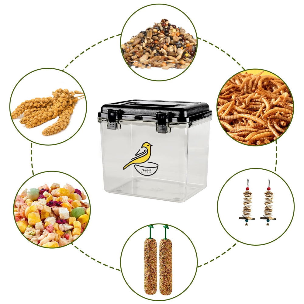 Lolytama bird seed container see-through body lets you check seed levels at a glance.