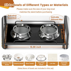 Lomivra dog bowl stand with toy bin keeps feeding area organized and handy.