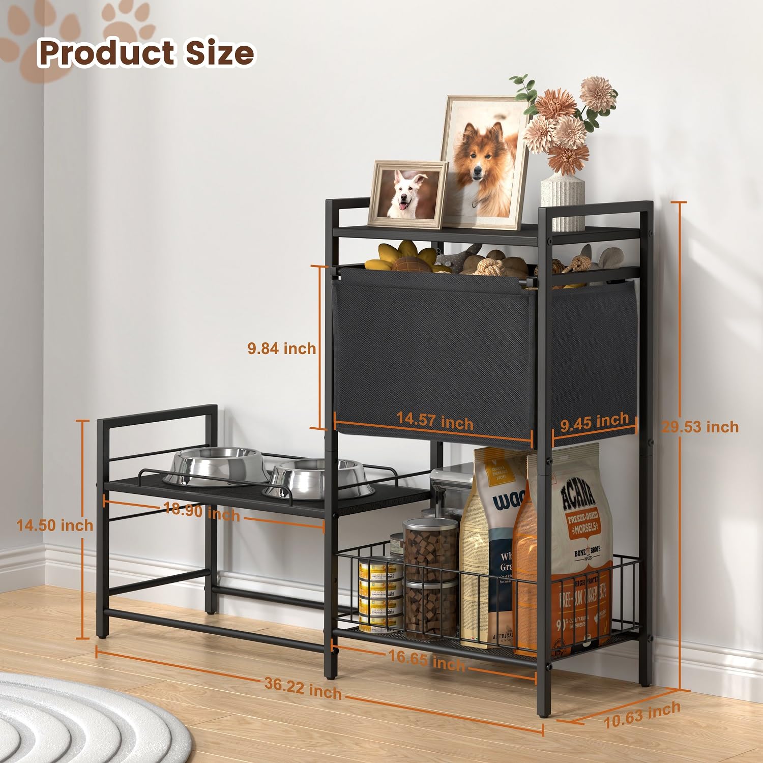 Lomivra feeder with wooden top and metal frame offers durable construction.
