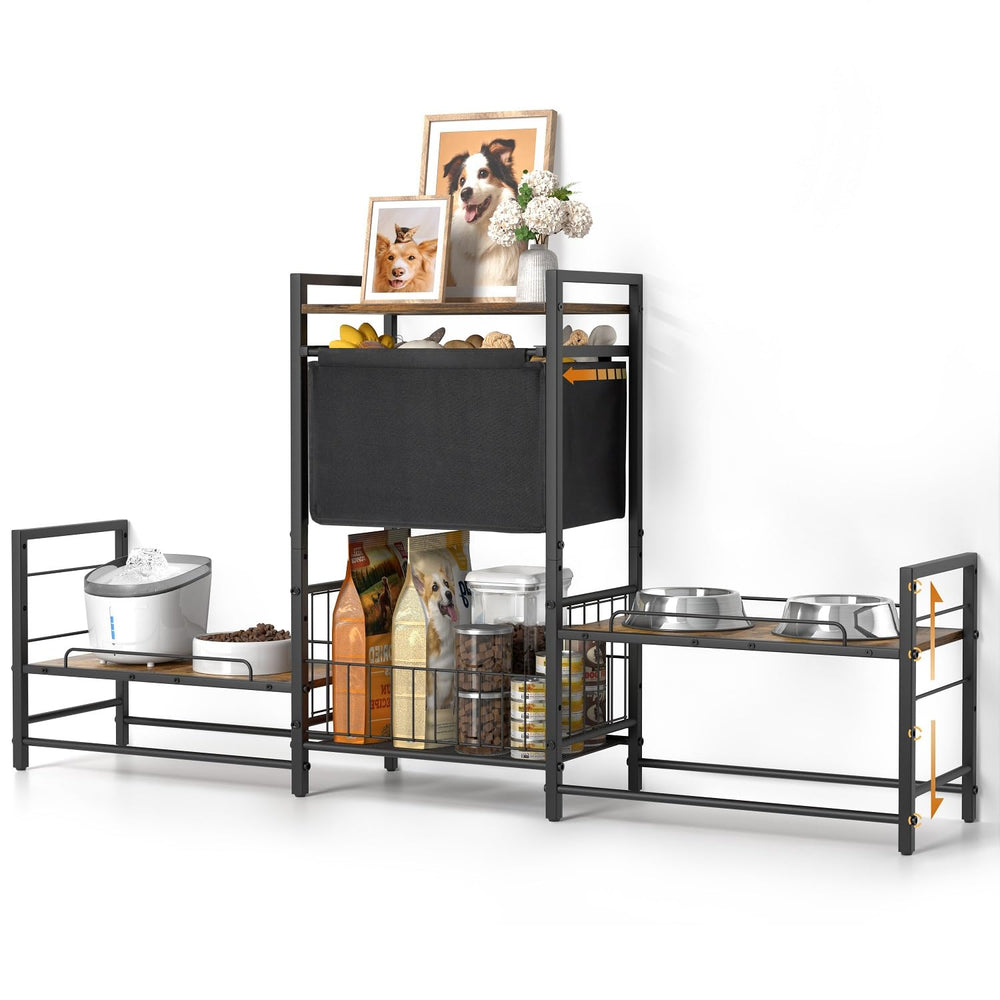 Lomivra elevated dog bowl stand with two stations keeps bowls stable during meals.