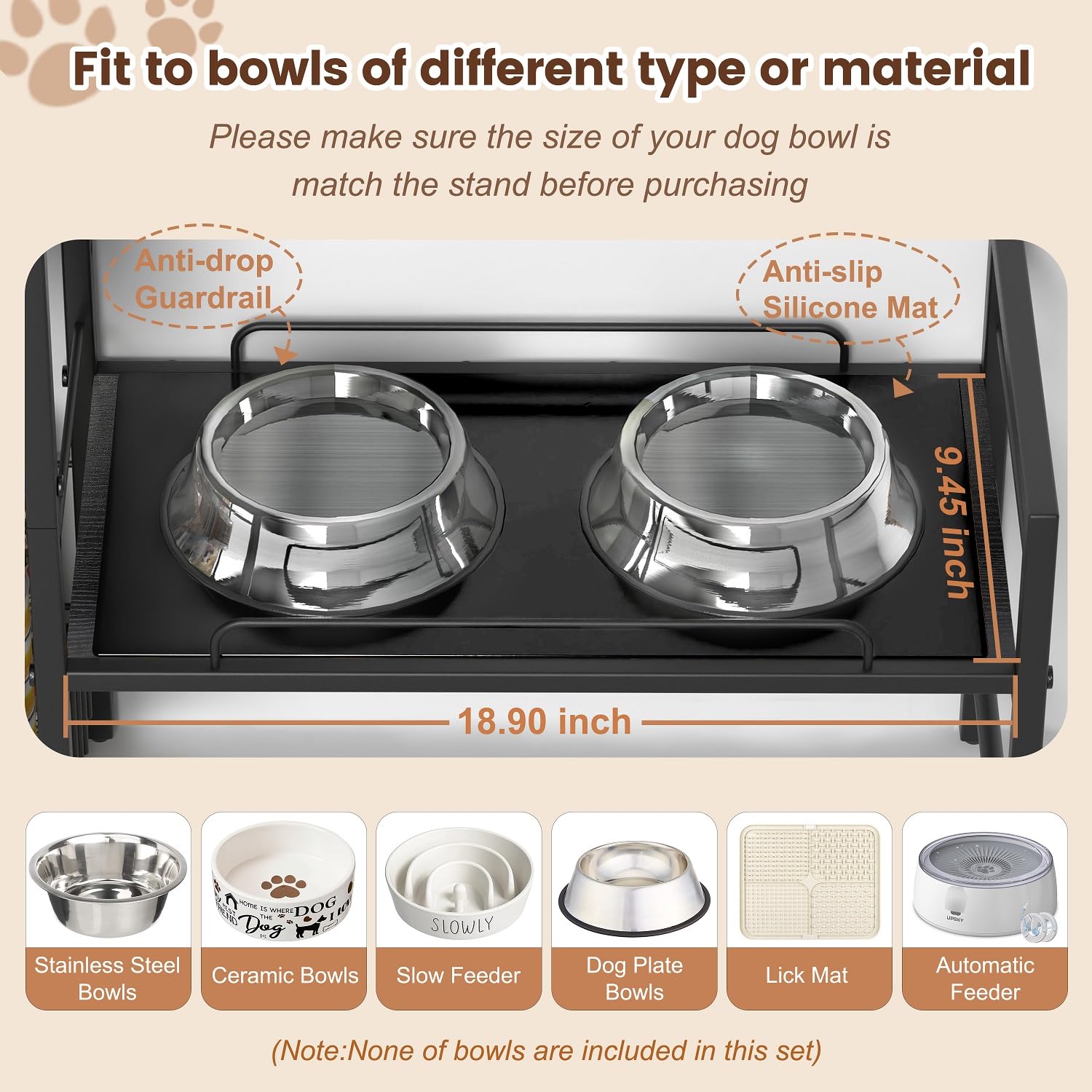Lomivra elevated dog bowls stand height options fit dogs of all sizes.