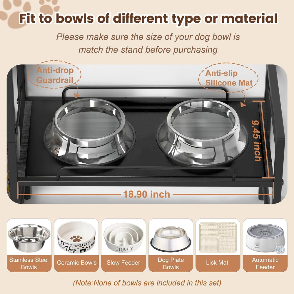 Lomivra elevated dog bowls stand height options fit dogs of all sizes.