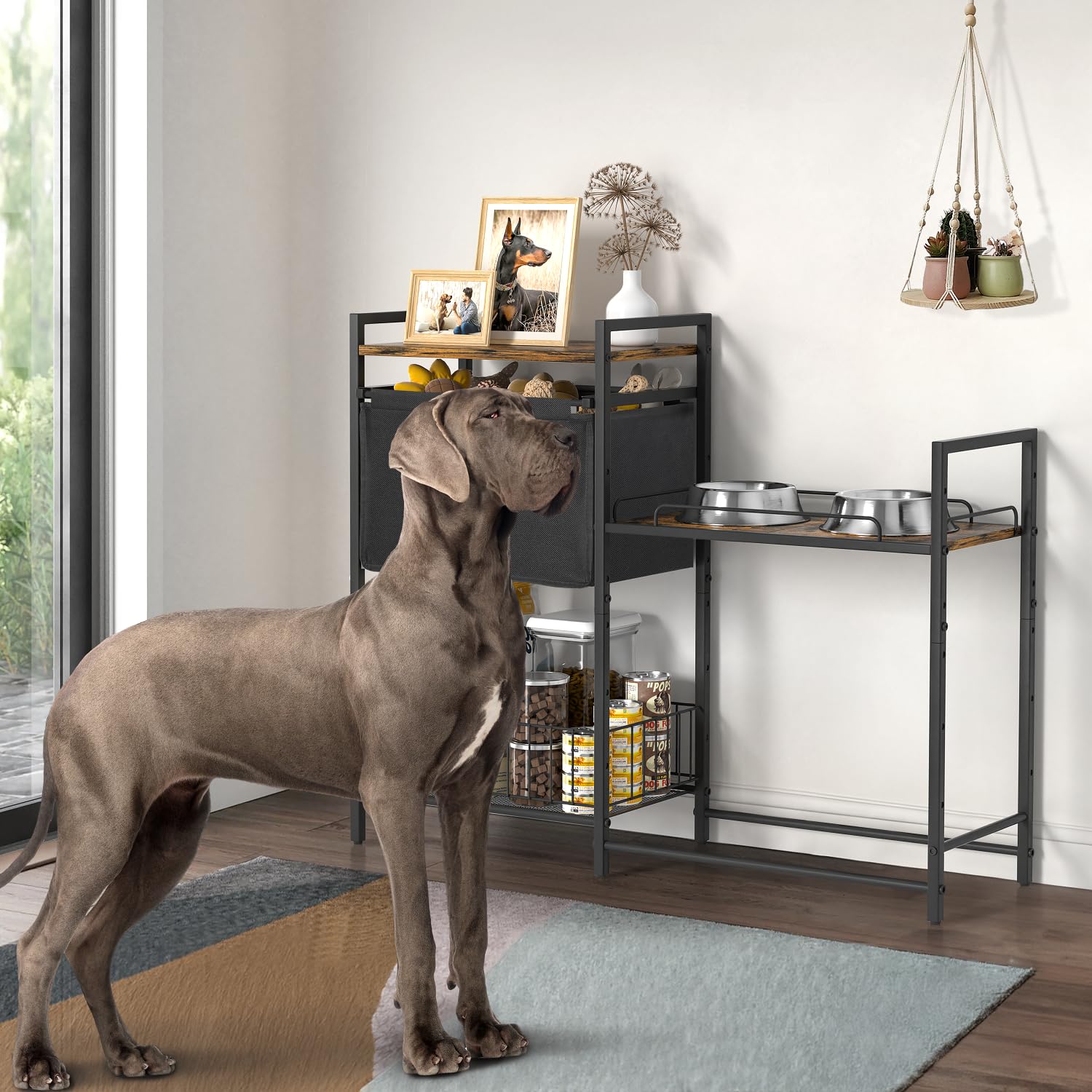 Lomivra Elevated Dog Bowls Stand toy bin keeps toys within reach