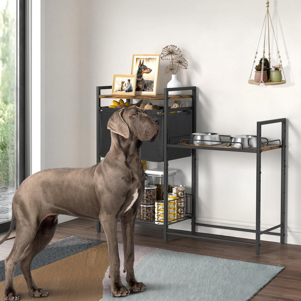 Lomivra Elevated Dog Bowls Stand toy bin keeps toys within reach