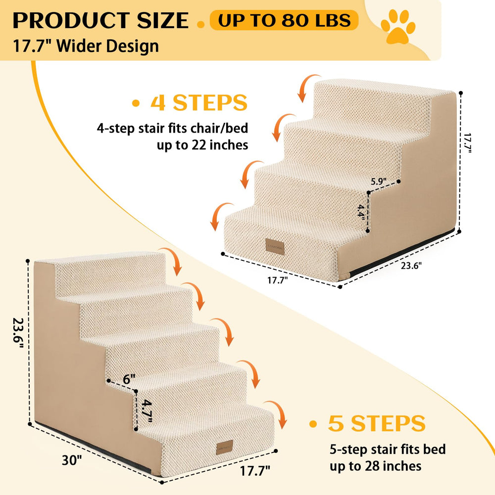 LOMORA dog stairs removable-cover machine washable for easy cleaning