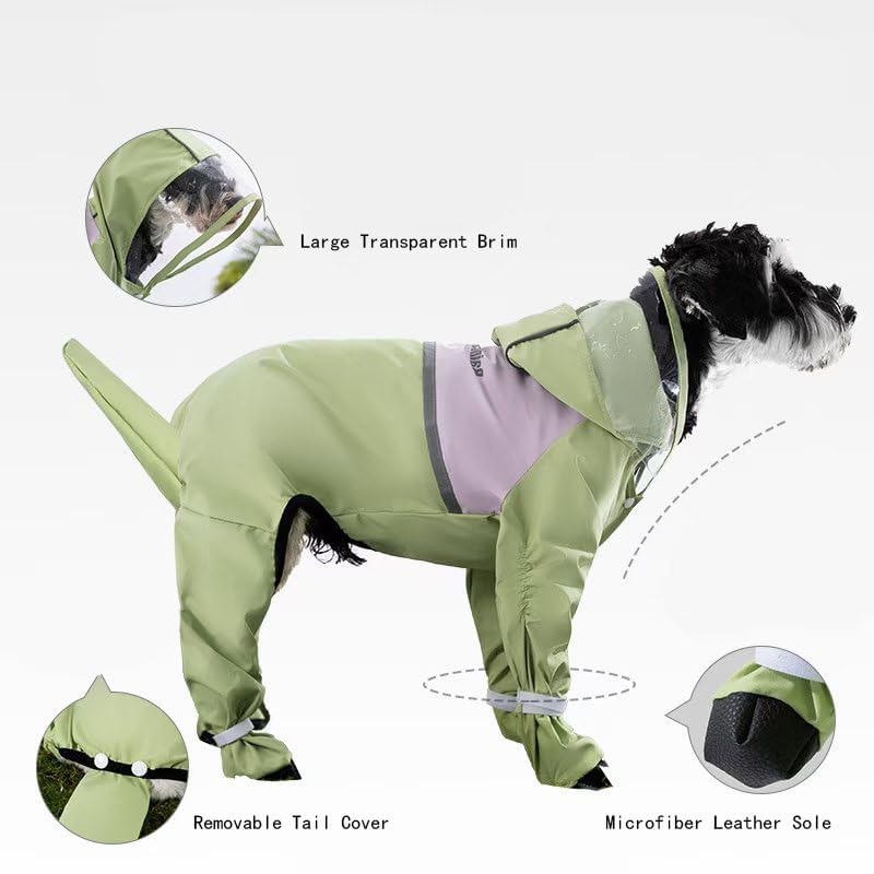 lomosell tian green raincoat on small dog emphasizes fit
