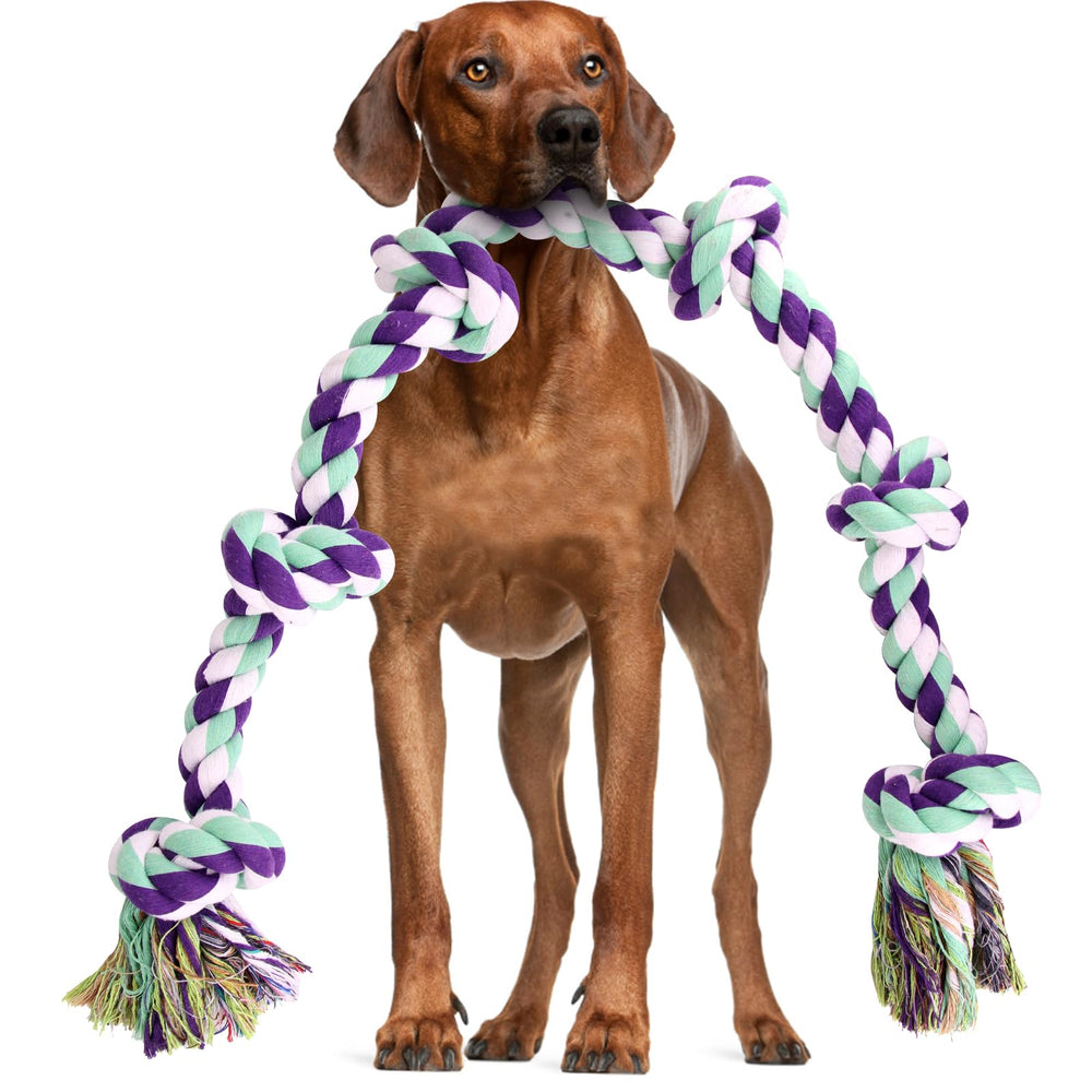 loncoldy dog rope toy 42in six knots for aggressive chewers – durable tug toy
