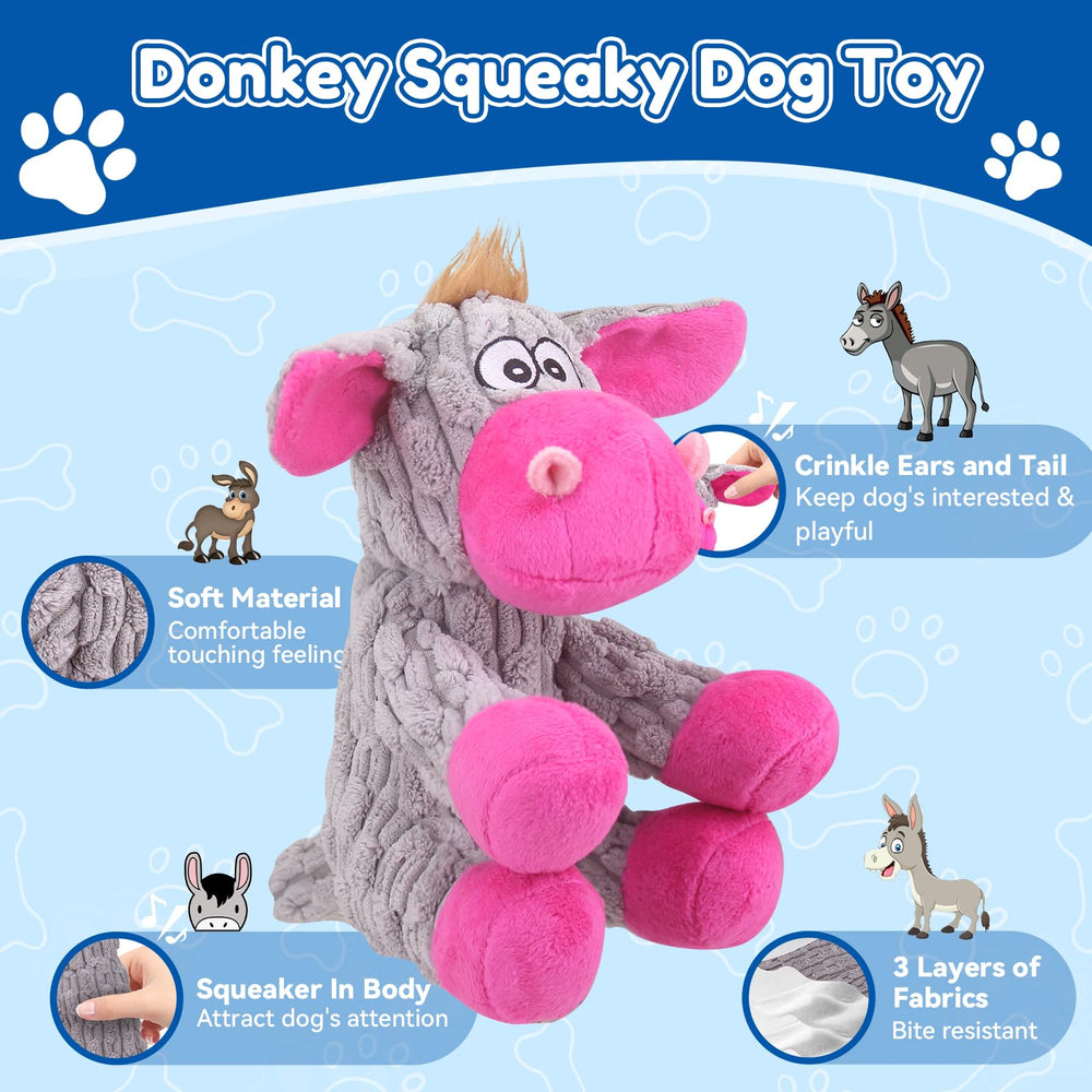 Loncoldy juguete peluche burro interactivo con sonido y crujido para más juego.