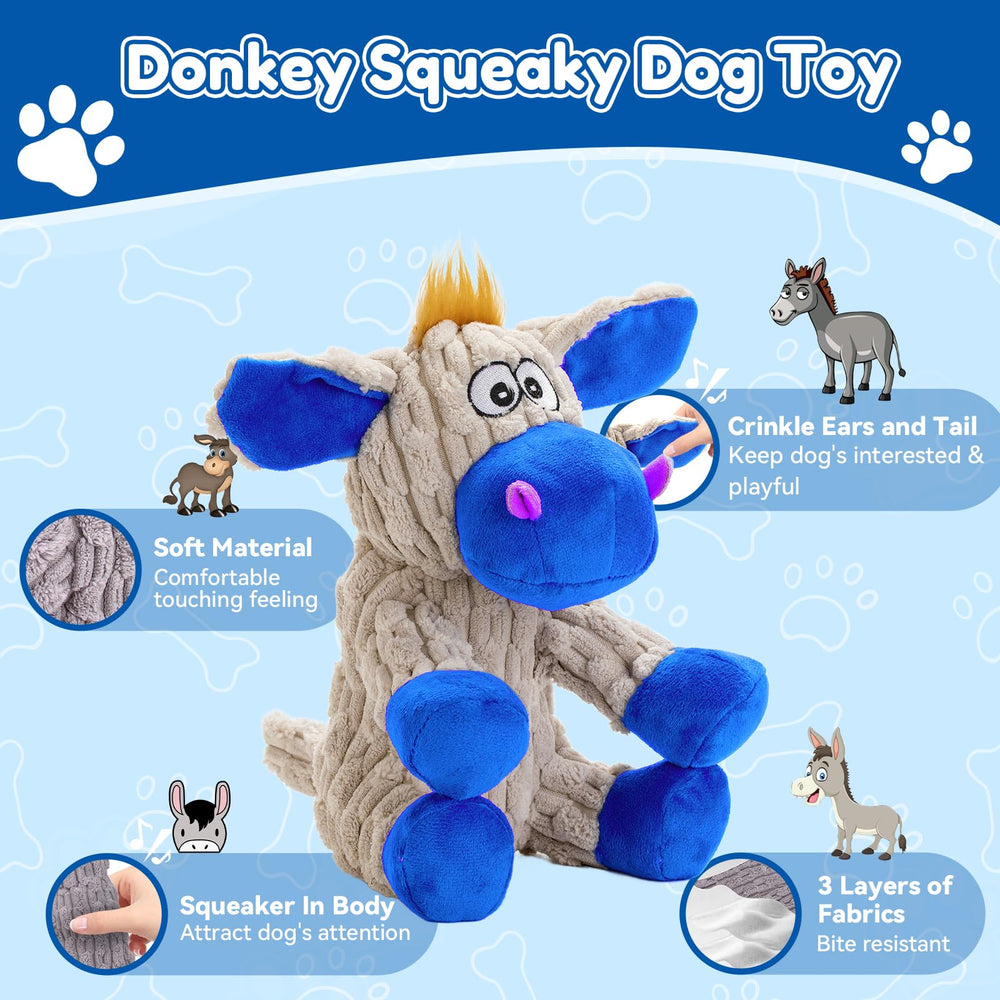 loncoldy plush dog toy with squeaker and crinkle for interactive fun