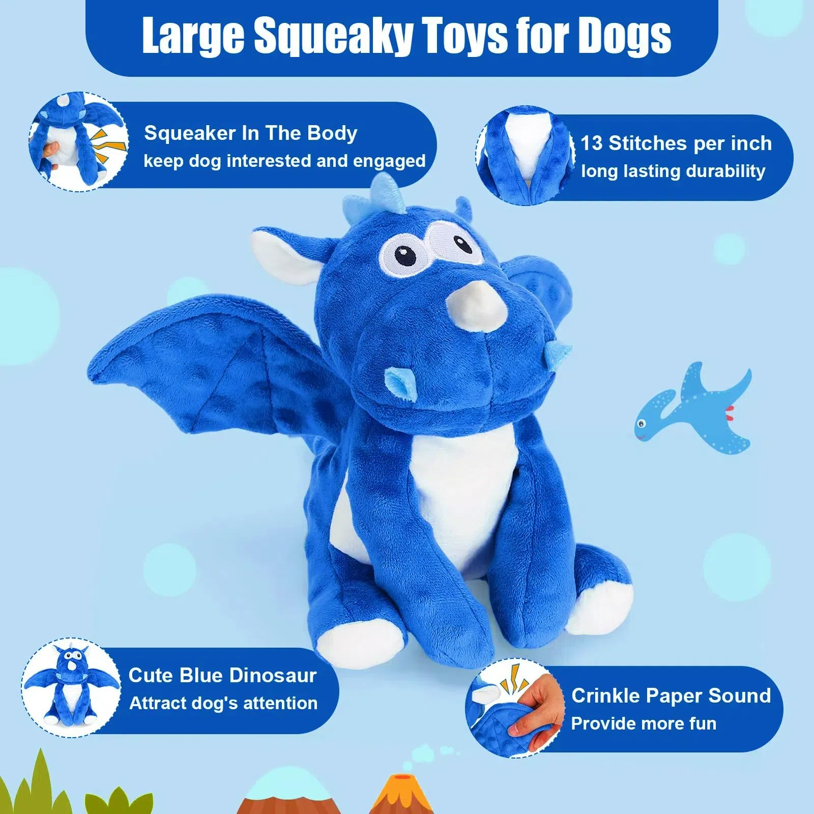 loncoldy plush dog toy with squeaker and crinkle for engaging play