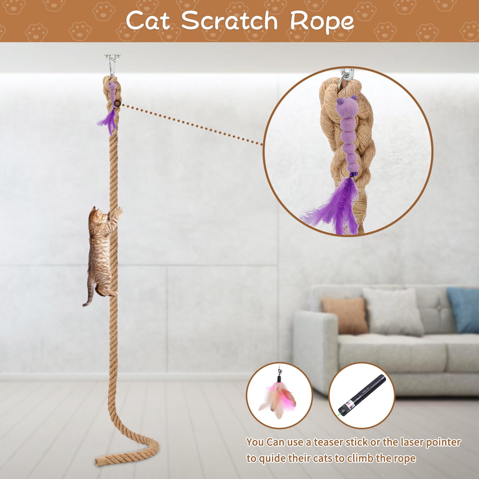 Lonepetu natural jute fiber rope for cat climbing and scratching.