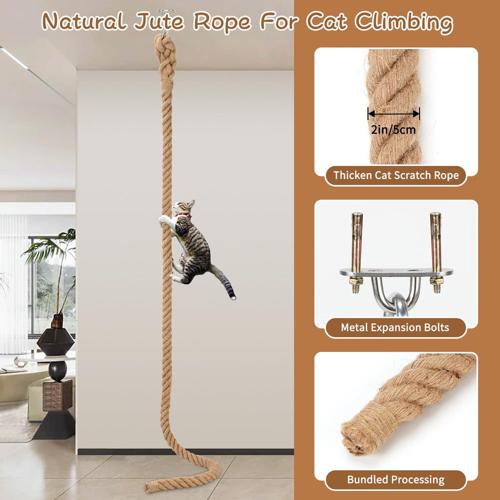 Lonepetu cat climbing rope on wall mount installation setup.