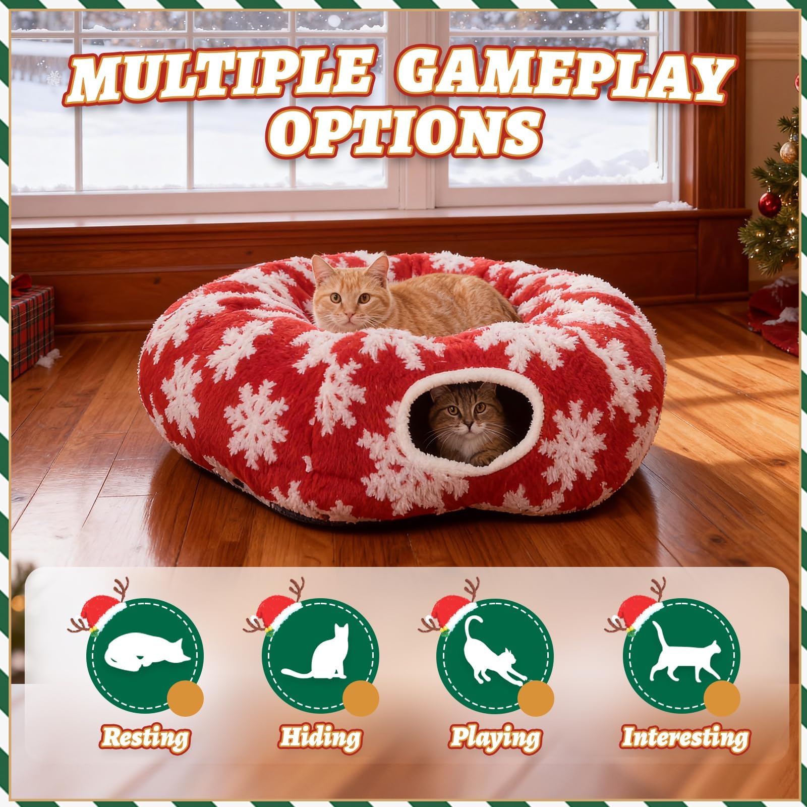 Lonepetu cat tunnel can form circle, semi-circle, or S-shape for flexible play.