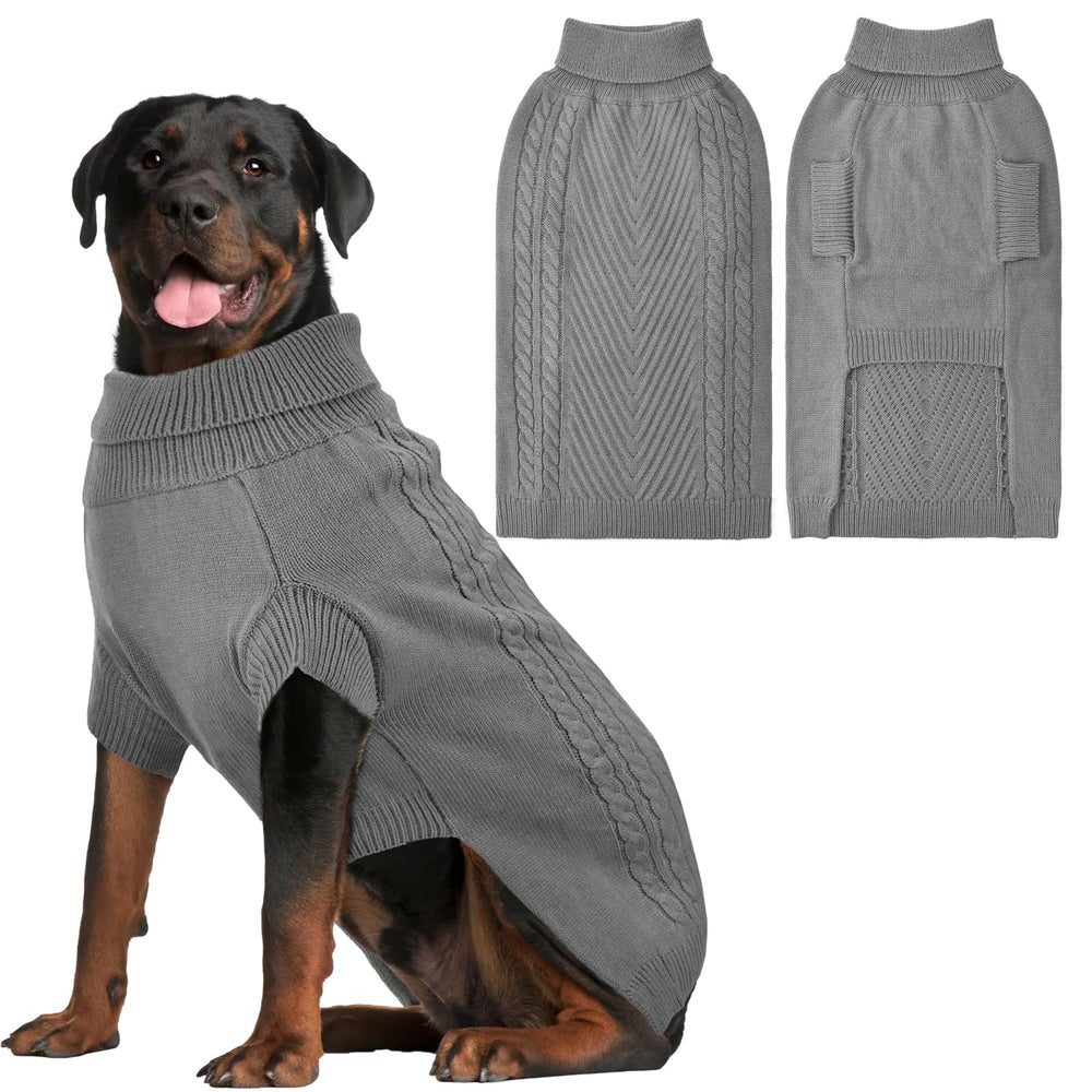 Lonepetu 3XL grey back-view dog sweater provides outdoor warmth and mobility.