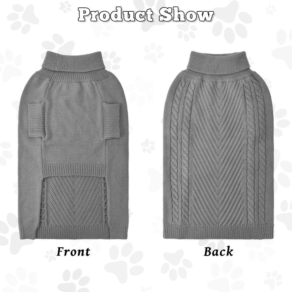Lonepetu 3XL grey front-view dog sweater keeps a chilly dog comfortable.