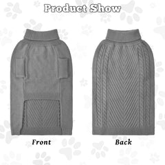 Lonepetu 3XL grey front-view dog sweater keeps a chilly dog comfortable.