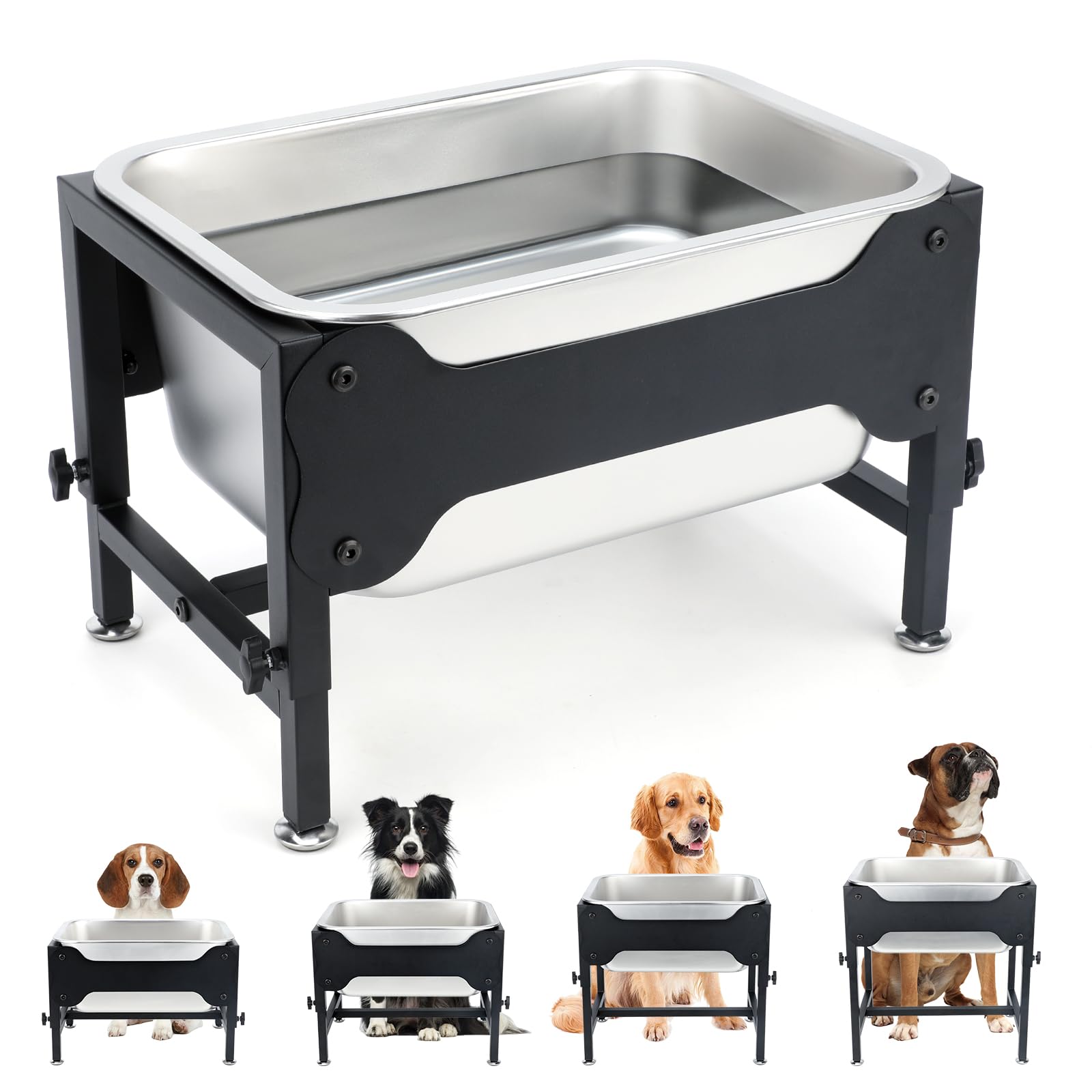 Lonepetu elevated dog bowl stand with adjustable heights for comfortable drinking