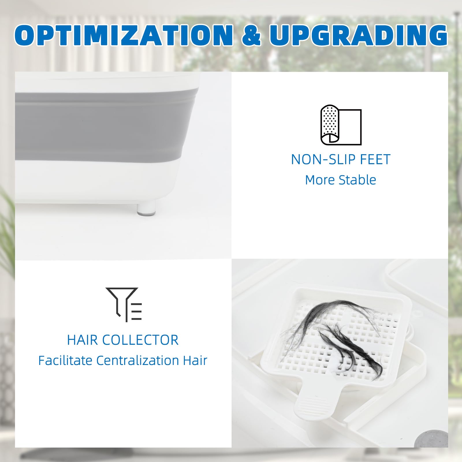 Lonepetu four raised non-slip feet keep tub stable during baths.