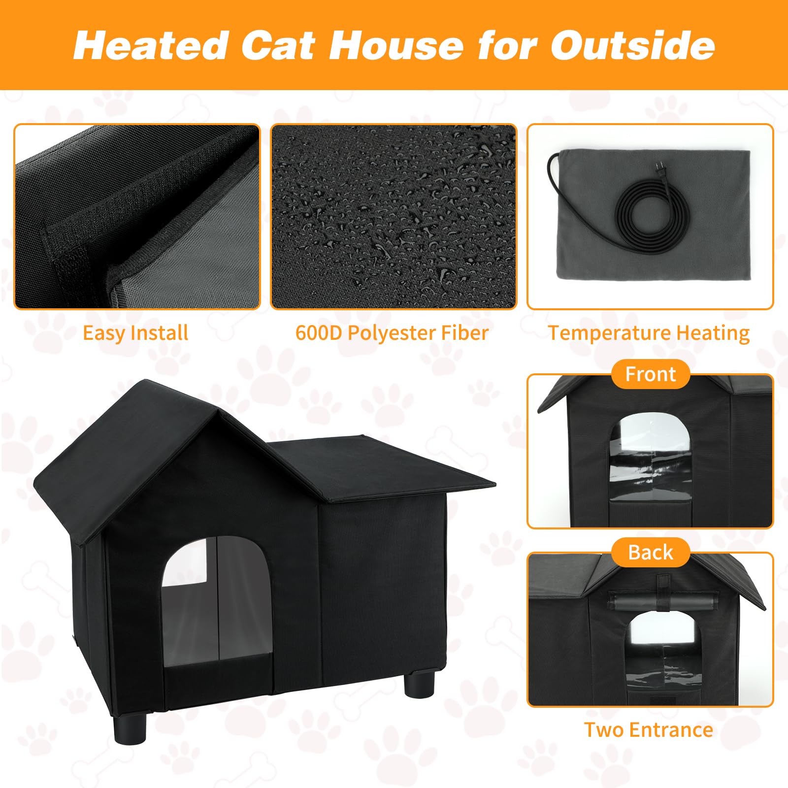 Lonepetu heated-cat-house thermostatic-heating-pad with automatic warmth regulation
