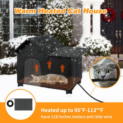 Lonepetu heated-cat-house waterproof-600d-fabric guards against rain and snow
