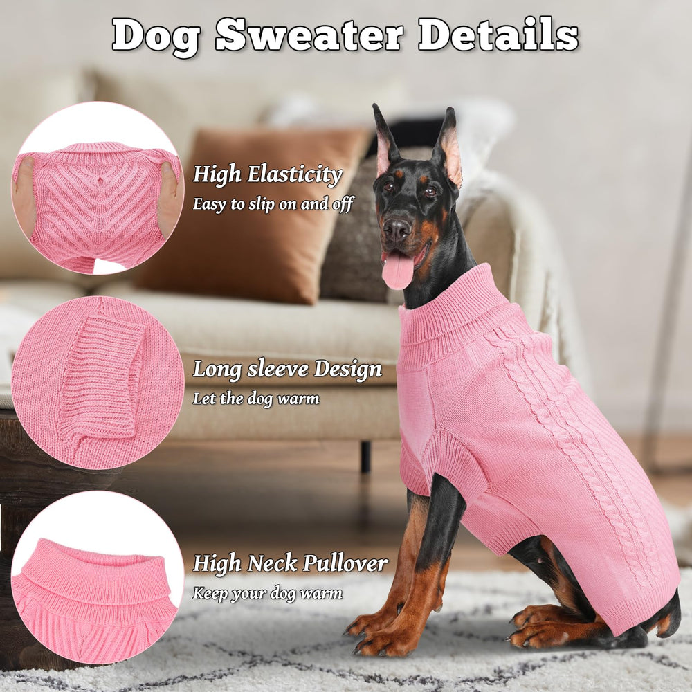 Lonepetu large dog sweater with turtleneck adds neck warmth on cold days.