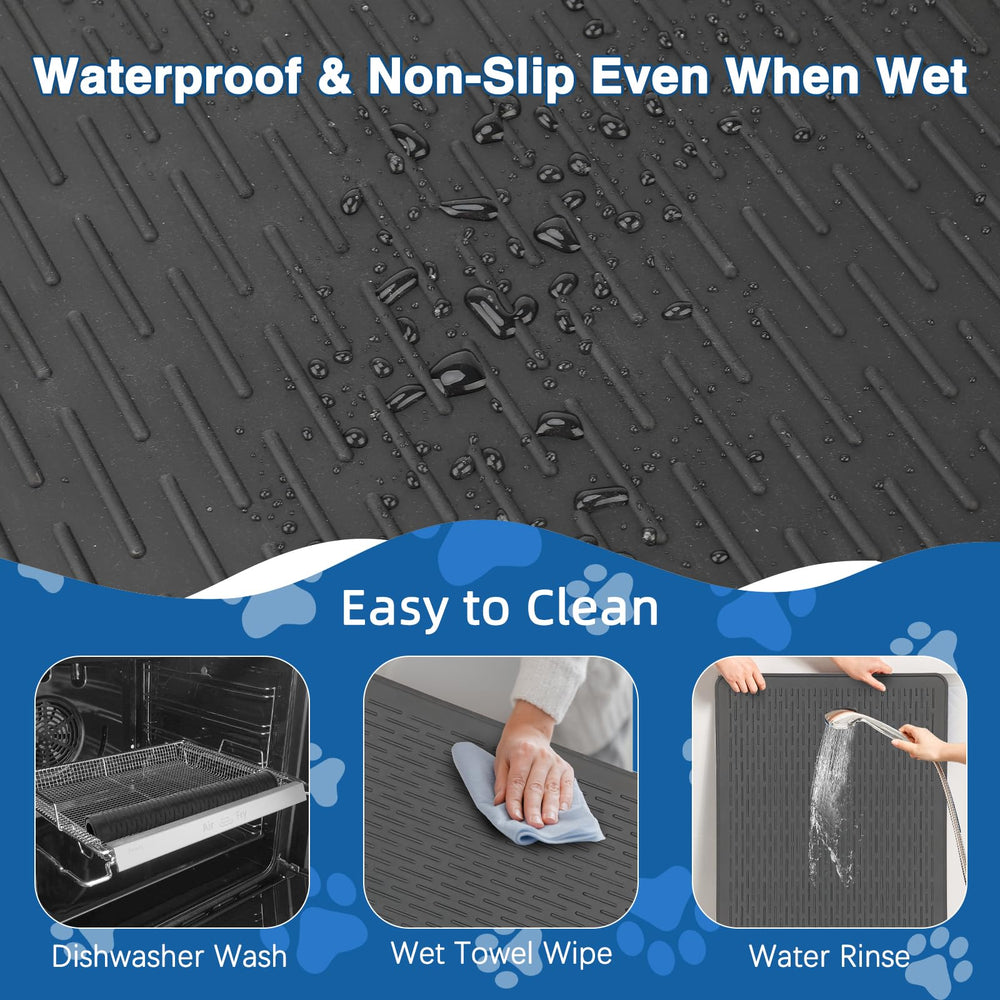 Lonepetu multipurpose pet mat for grooming, feeding and baths