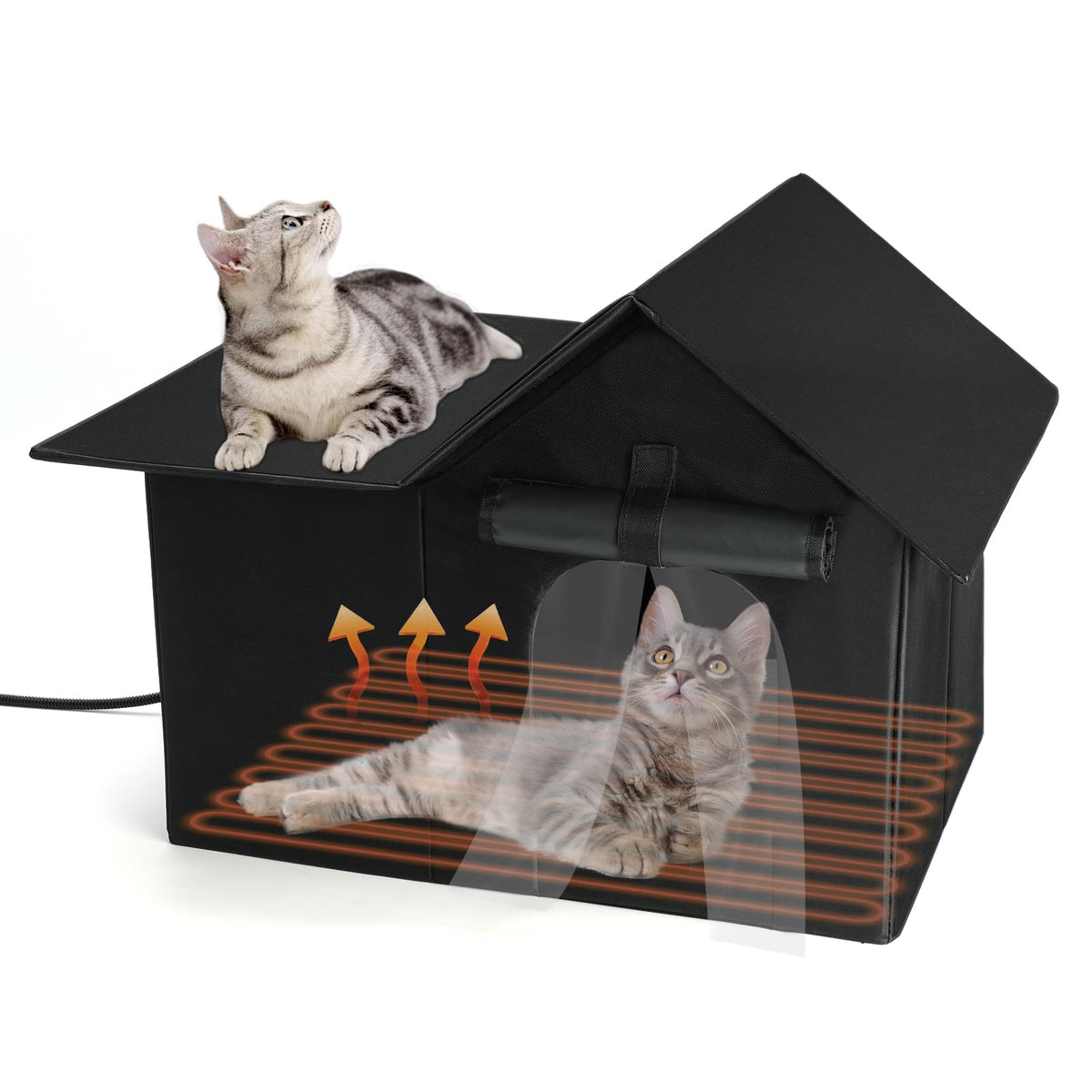 Lonepetu outdoor cat house waterproof exterior keeps pets dry in rain