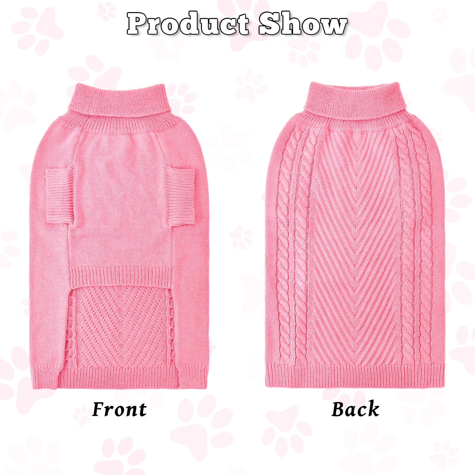 Lonepetu pink 2XL dog sweater back view shows full coverage and style.