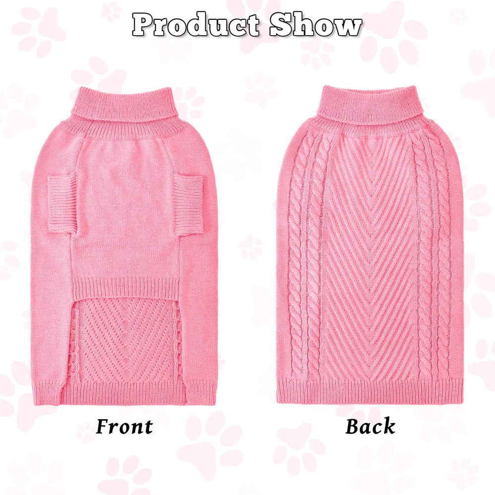 Lonepetu pink 2XL dog sweater back view shows full coverage and style.