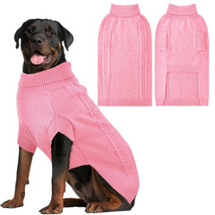 Lonepetu pink 2XL dog sweater front view provides cozy warmth for large breeds.