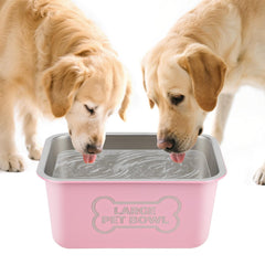 Lonepetu pink 3-gallon dog water bowl in action shows ample hydration for large breeds.