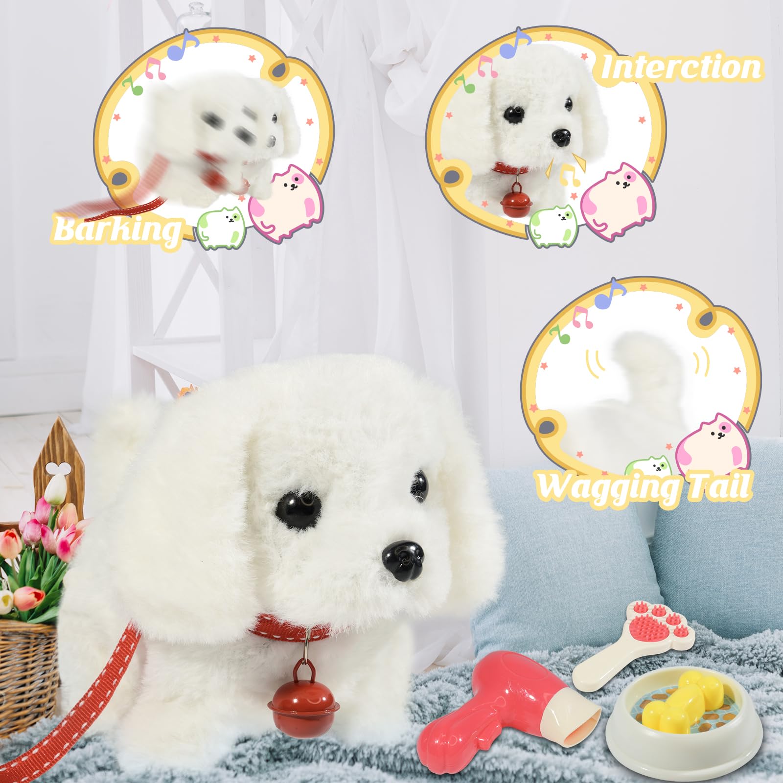 lonfypeng plush walking dog bark close-up highlights realistic bark for toddler interaction