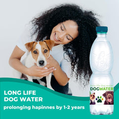 Long Life Dog Water bottle-cap close-up emphasizes reliable water quality for pets.