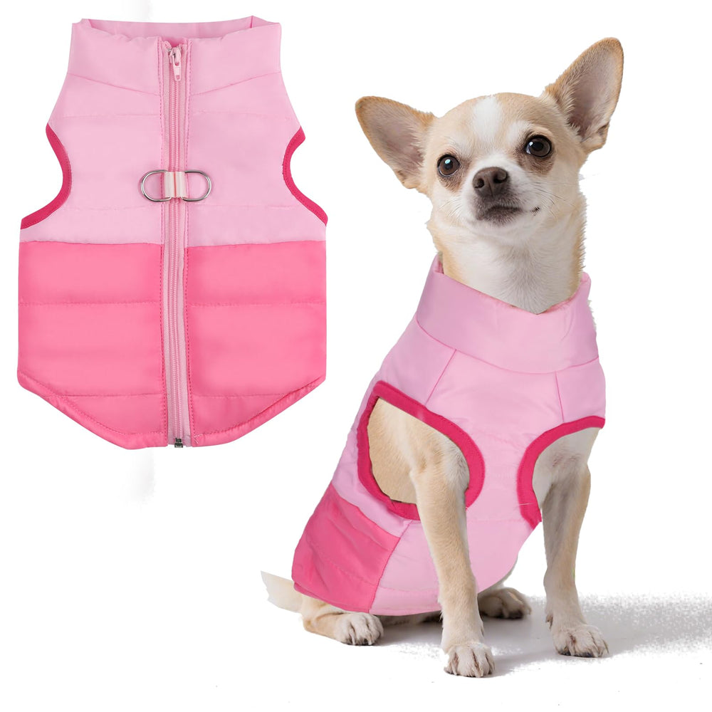 LONTEPET rose-red dog coat shows zipper closure for quick on/off