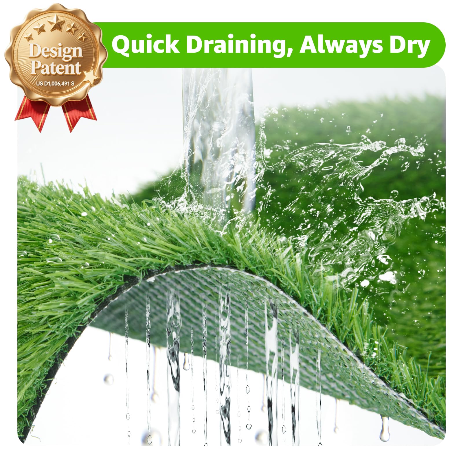 LOOBANI absorbent back drainage system prevents puddles on floors.