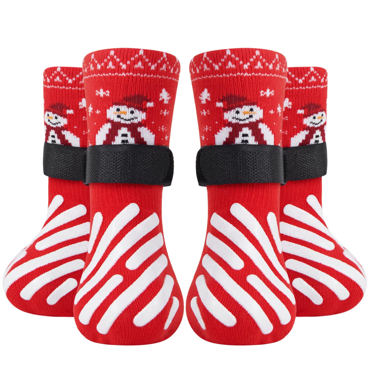 LOOBANI Christmas double-side anti-slip dog socks shown for secure traction on hardwood floors