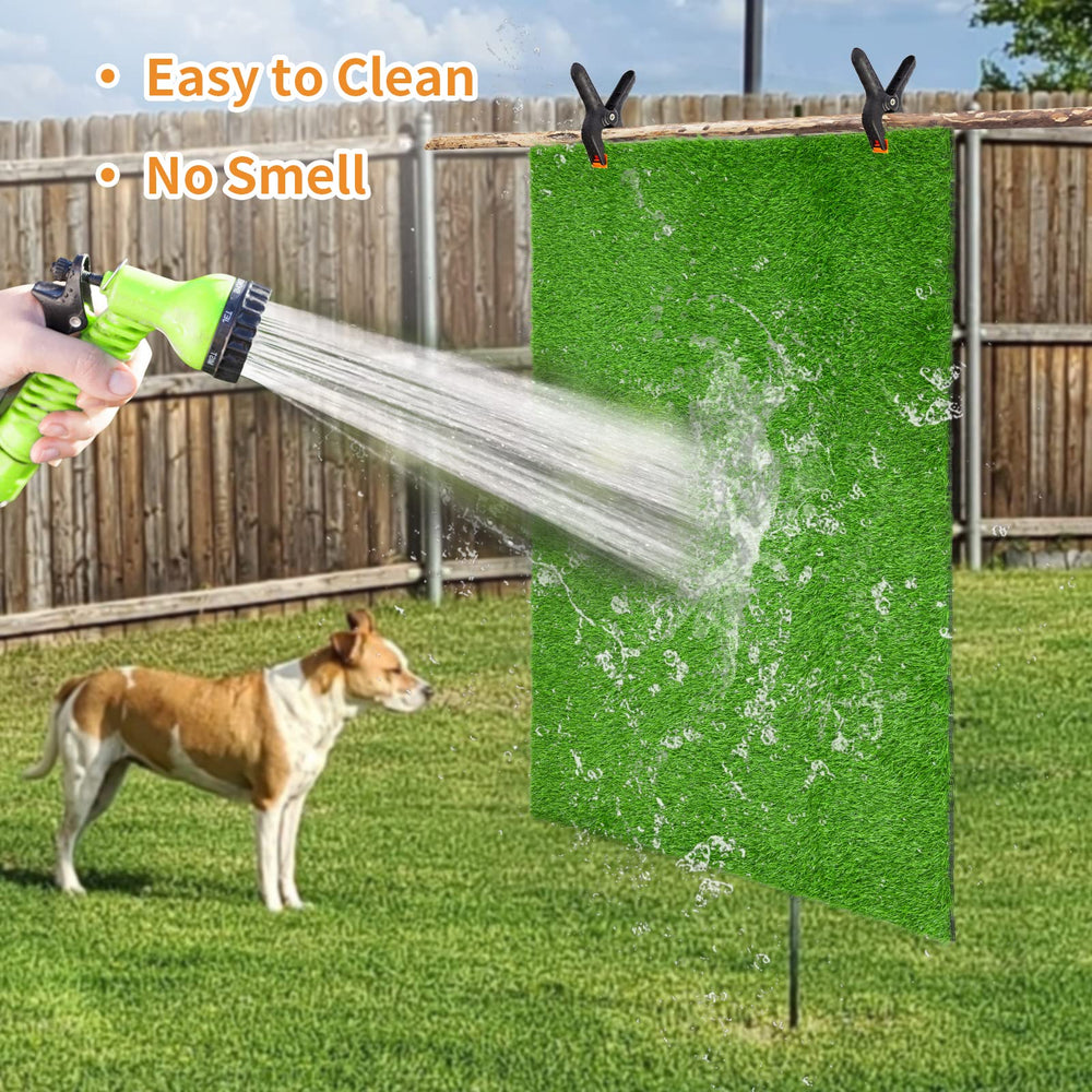 LOOBANI dog grass pad with drainage holes illustrating quick cleanup and mess prevention