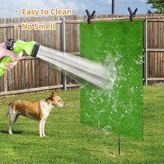 LOOBANI dog grass pad with drainage holes illustrating quick cleanup and mess prevention