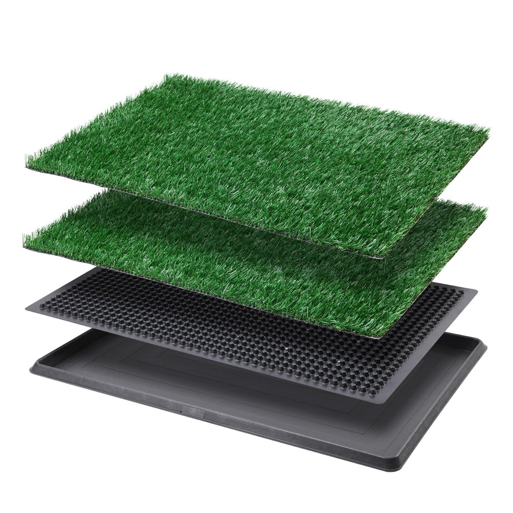 LOOBANI Dog Grass Pad with Tray front view for compact indoor potty use
