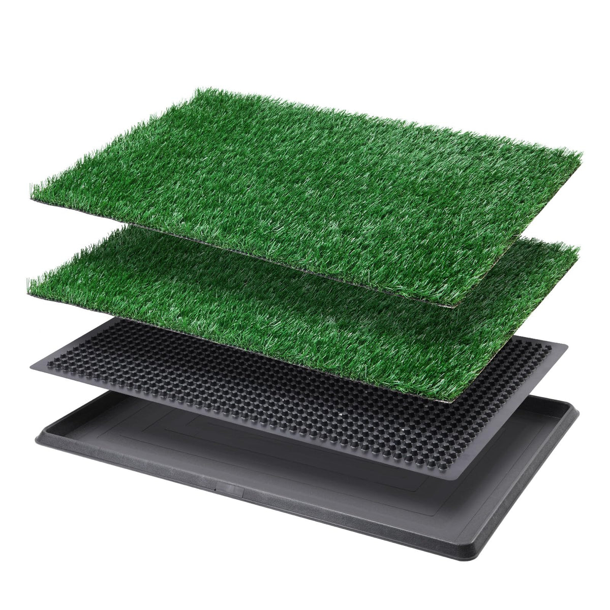 LOOBANI Dog Grass Pad with Tray front view for compact indoor potty use