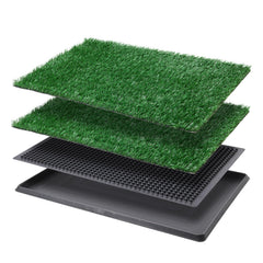 LOOBANI Dog Grass Pad with Tray front view for compact indoor potty use