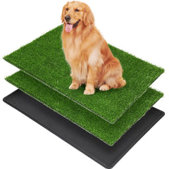 LOOBANI dog grass pad tray large with realistic turf for easy indoor potty and cleanup.