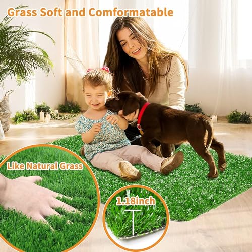 LOOBANI dog grass pad back panel demonstrates drainage that keeps paws dry.
