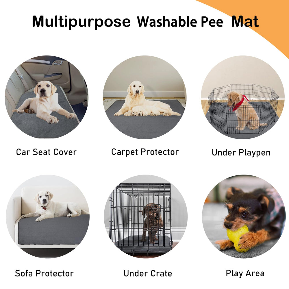 Loobani dog pad in crate or playpen demonstrates multi-use protection.